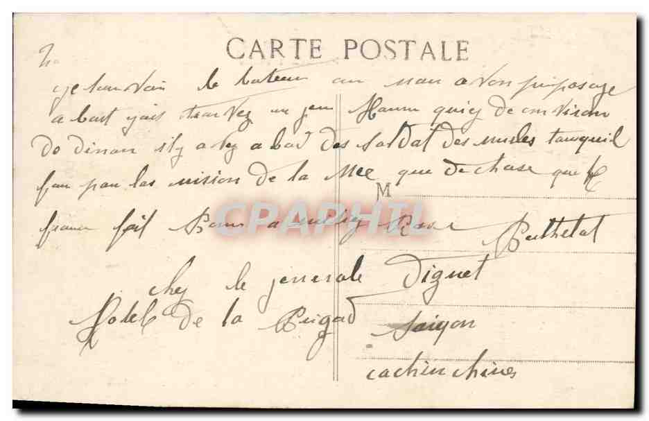 S.S. AMAZONE — Buque postal de las Messageries Maritimes — H. Grimaud, 54 rue Marenod - Marsella — Reverso