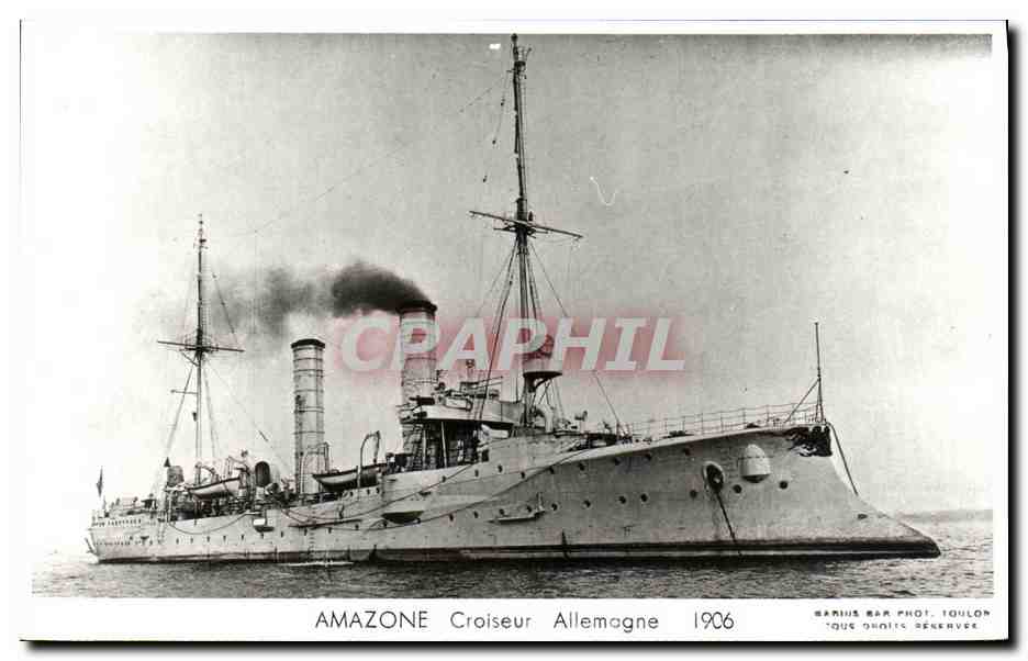 CPM Bateau Guerre Amazone Croiseur Allemagne 1906