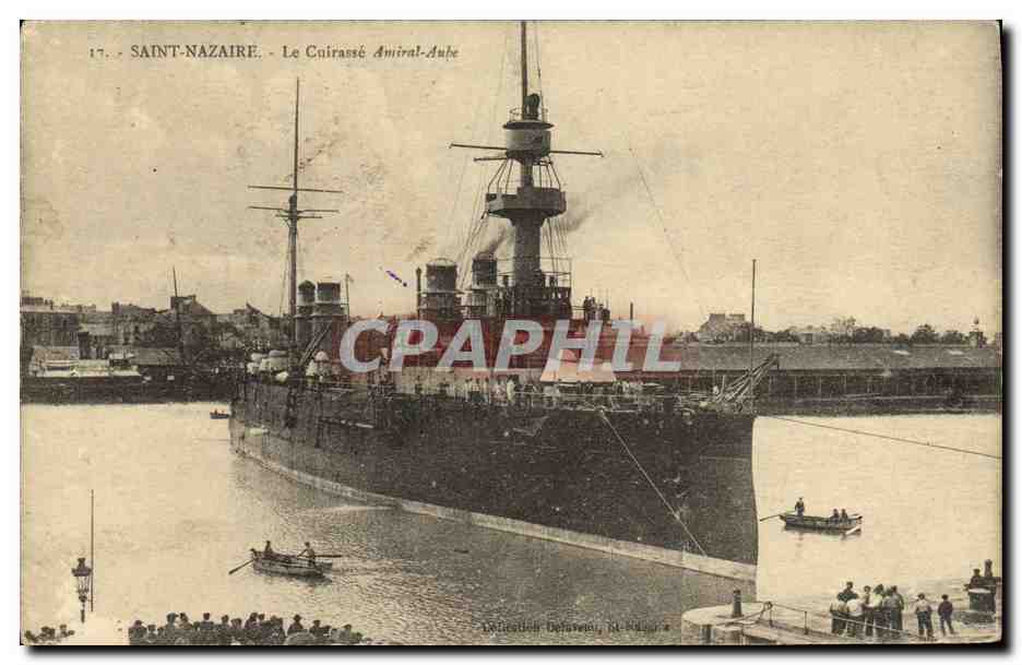 Saint-Nazaire — Le cuirassé Amiral-Aube — Éditeur Delaunay, n°17