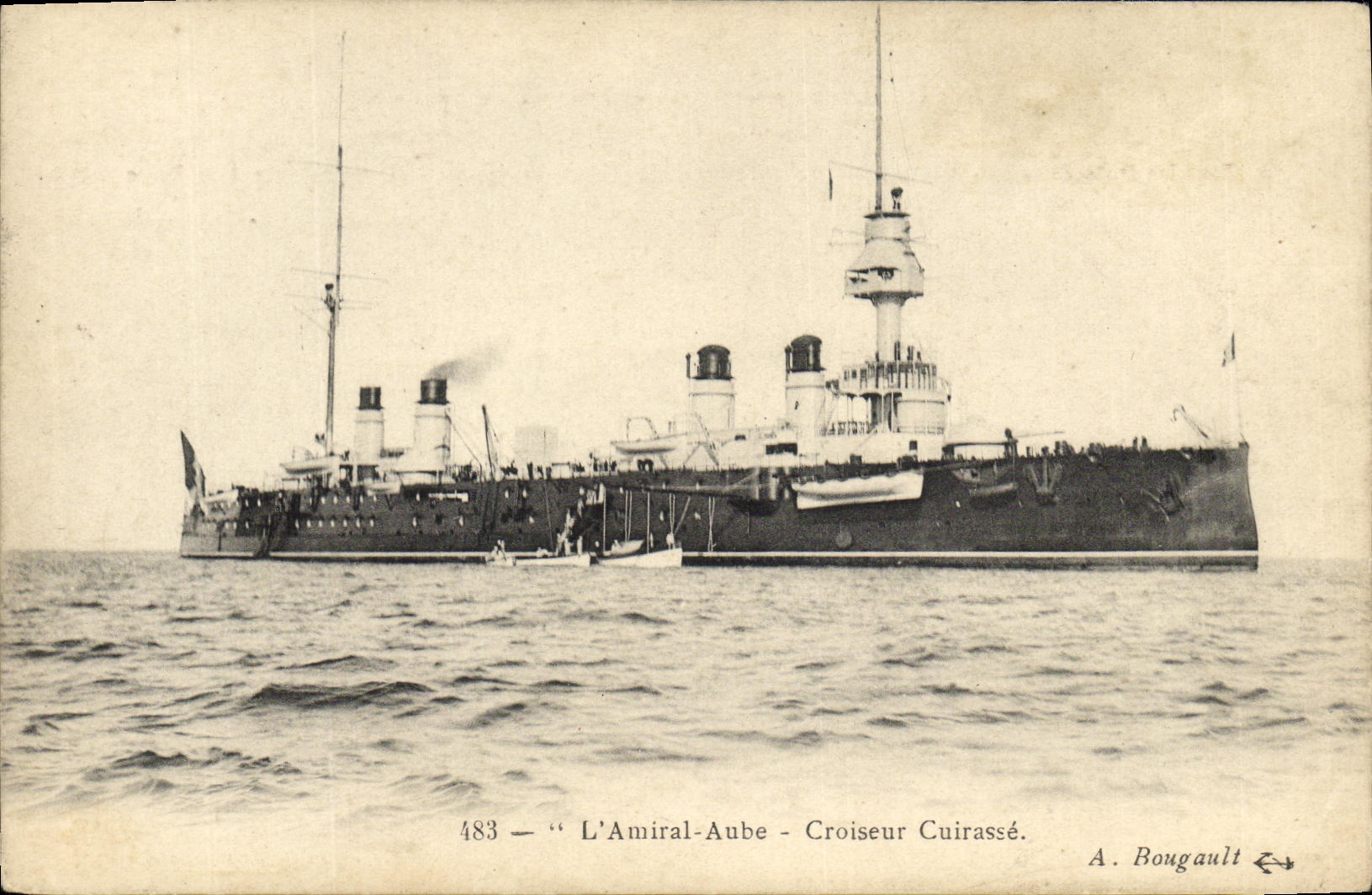 CPA Bateau Guerre L Amiral Aube Croiseur Cuirasse