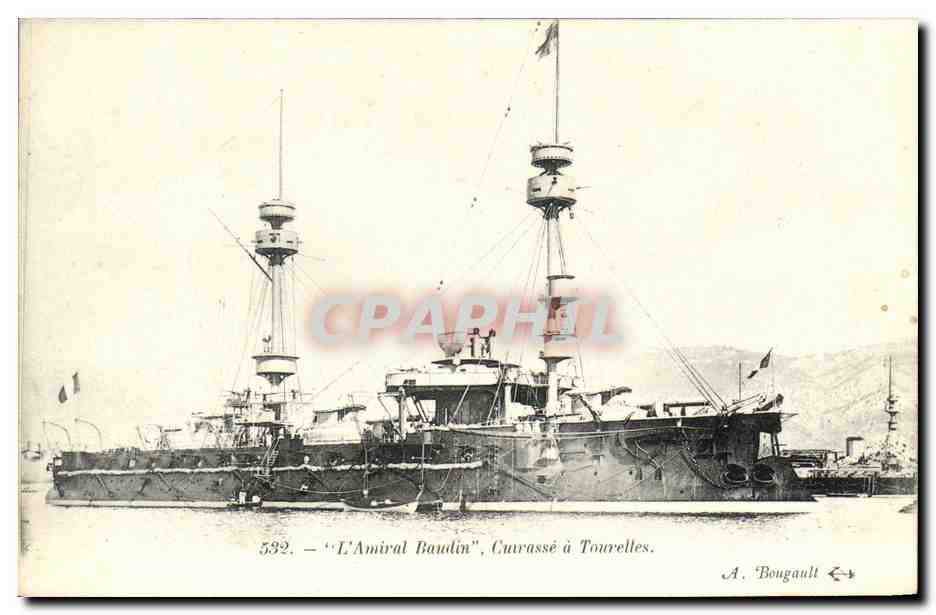 CPA Bateau Guerre L Amiral Baudin Cuirasse a Tourelles