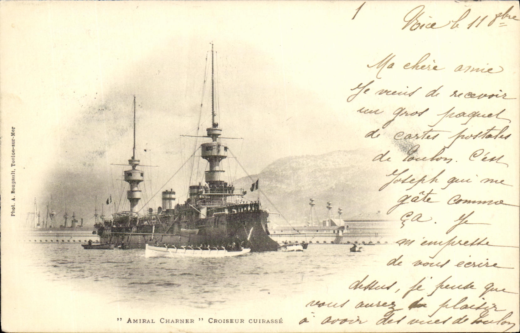 Amiral Charner — Croiseur cuirassé — Phot. A. Boujault, Toulon-sur-Mer