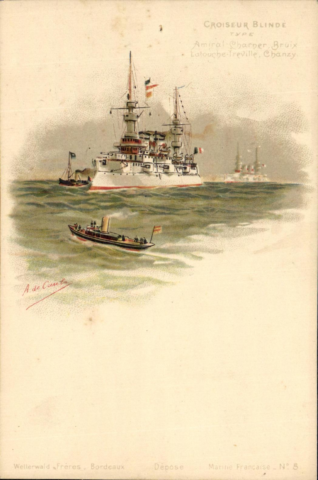 Croiseur Blindé Amiral Charner Bruix — Type Laloûche-Treville, Chanzy — Wellerwald Frères, Bordeaux, N° 5