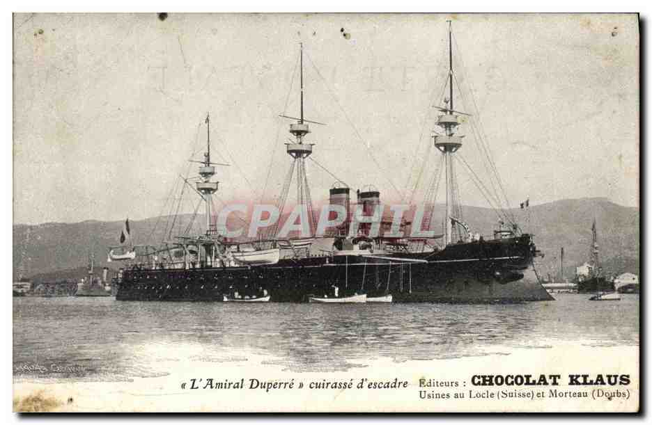 CPA Bateau Guerre L Amiral Duperre cuirasse d escadre Chocolat Kluis