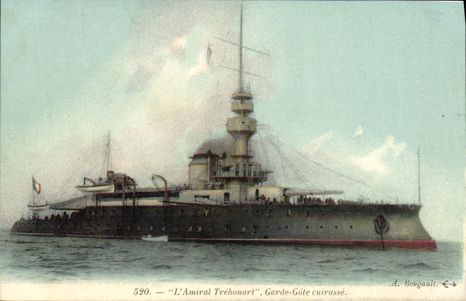 CPA Bateau Guerre L Amiral Trehouart Garde Cotes cuirasse