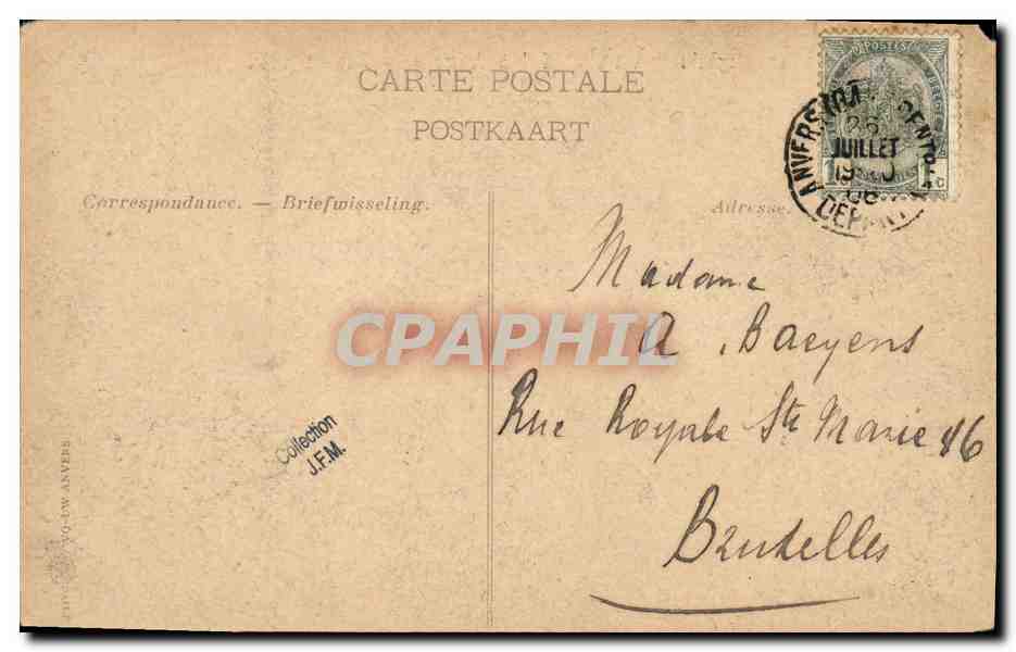 CPA Bateau Guerre Le Croiseur anglais Antrim a Anvers Juillet 1906 SM Edouard VII — Verso