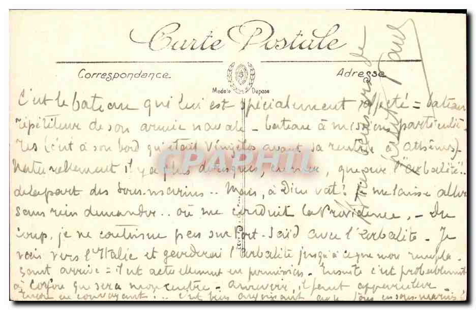 CPA Bateau Guerre Marine de Guerre Arbalete Contre torpilleur — Verso