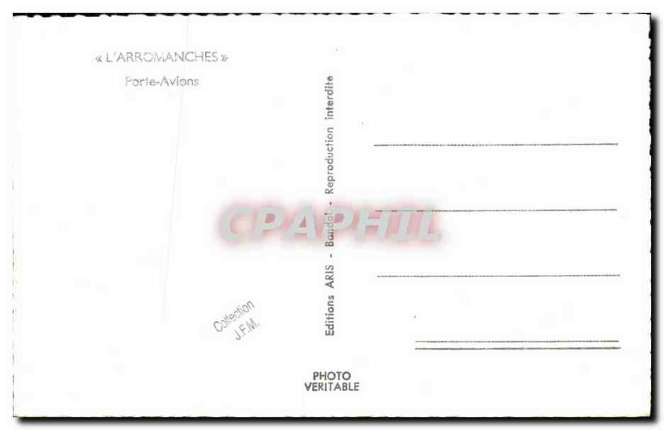 CPM Bateau Guerre L Arromanches Porte Avions — Verso