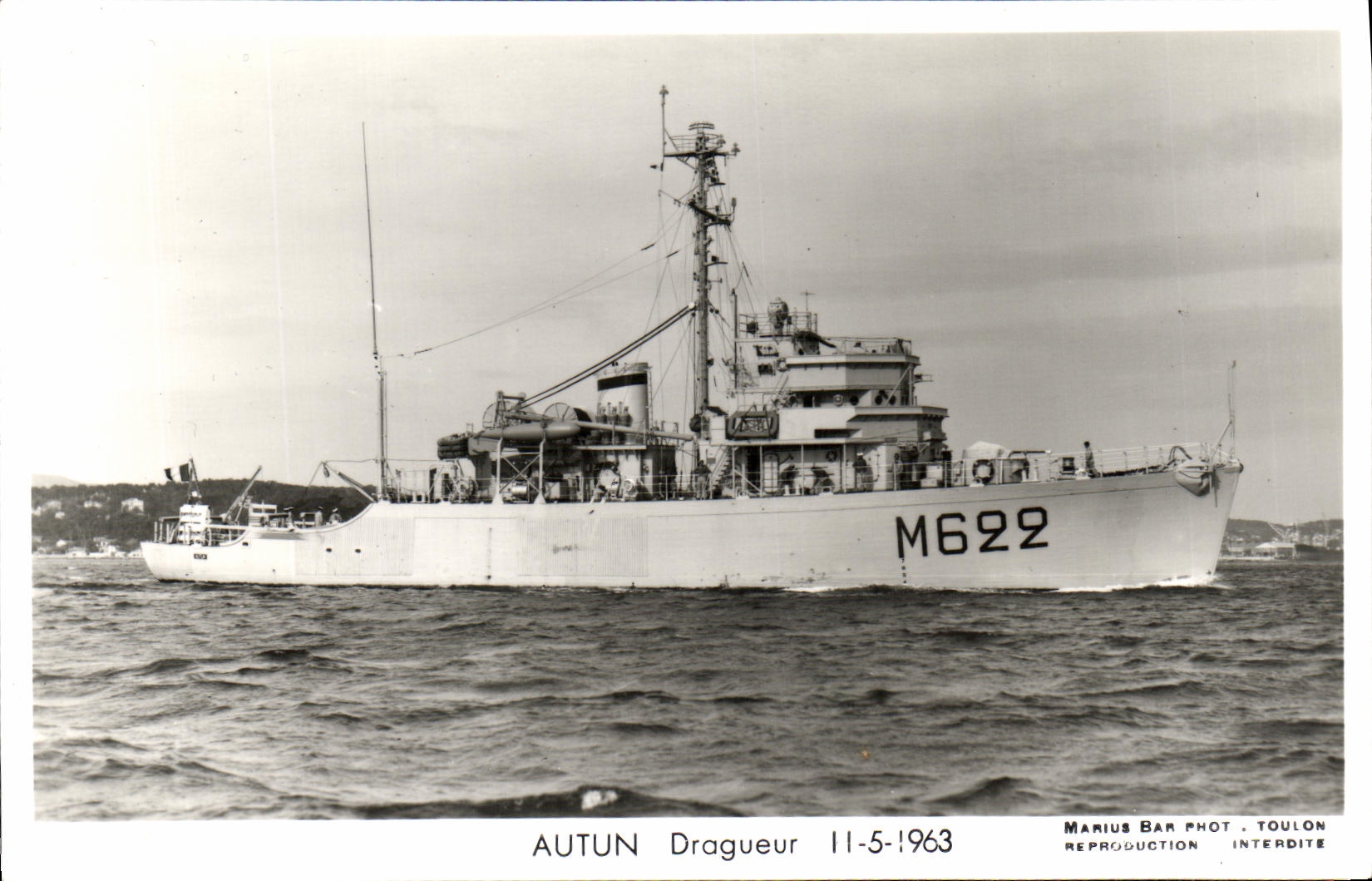 CPM Bateau Guerre Autun Dragueur 1963