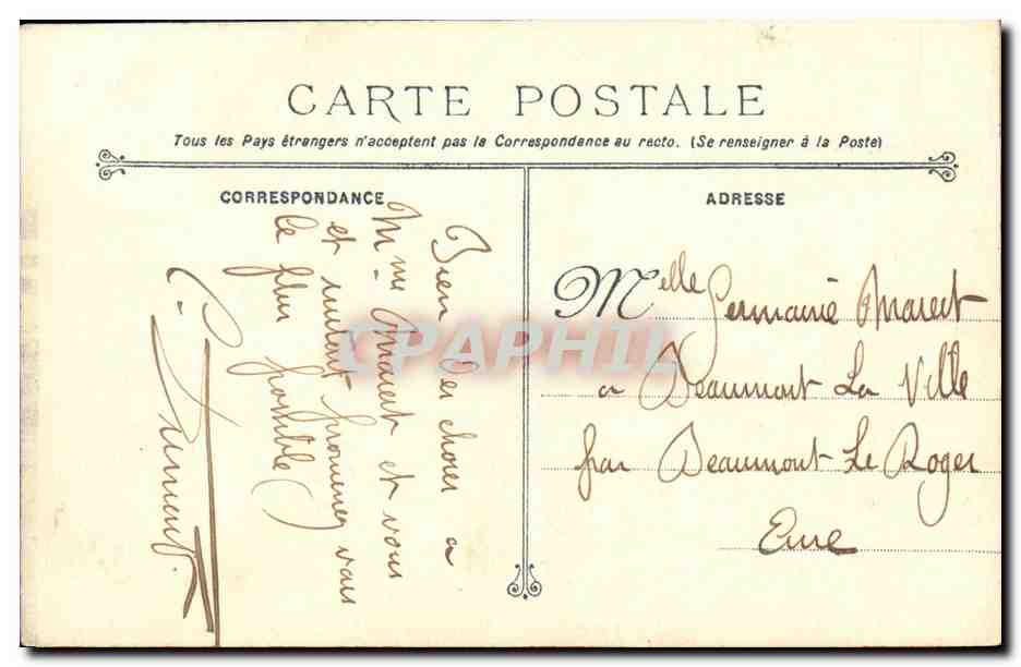 Toulon — Torpilleur AVERNE — Marine Militaire Française — Verso