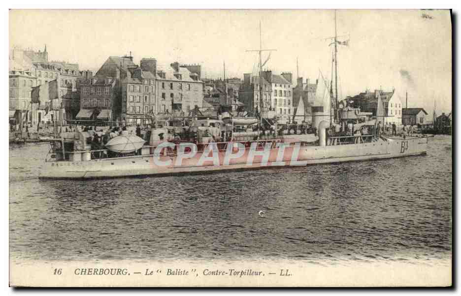 CPA Bateau Guerre Cherbourg Le Baliste Contre Torpilleur