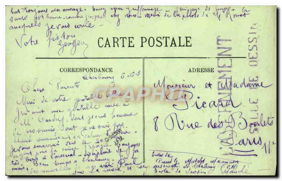 CPA Bateau Guerre Cherbourg Le Baliste Contre Torpilleur — Verso