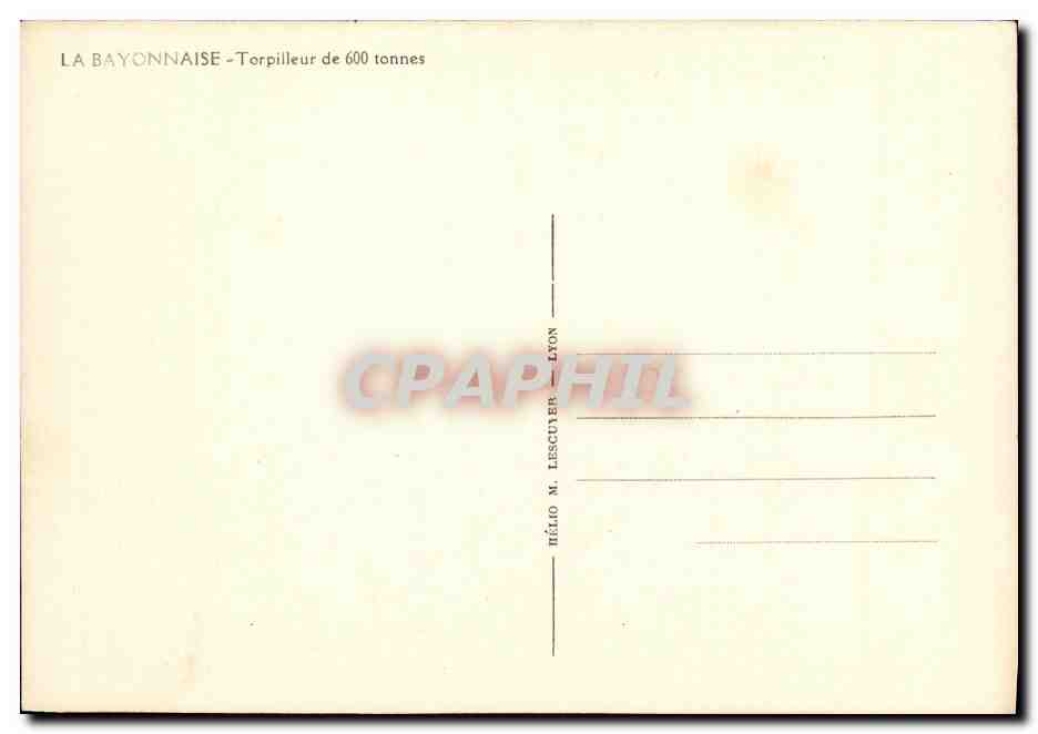 CPA Bateau Guerre La Bayonnaise — Verso