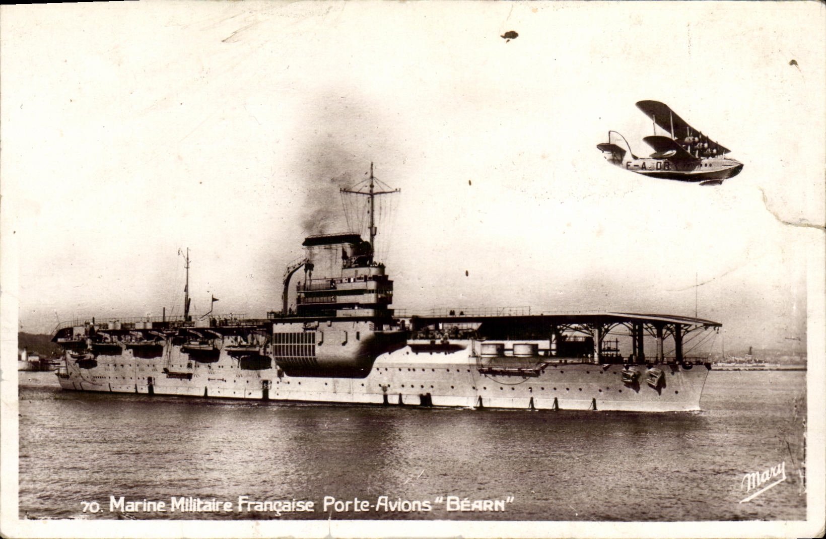 CPA Bateau Guerre Marine Militaire Francaise Porte Avions Bearn