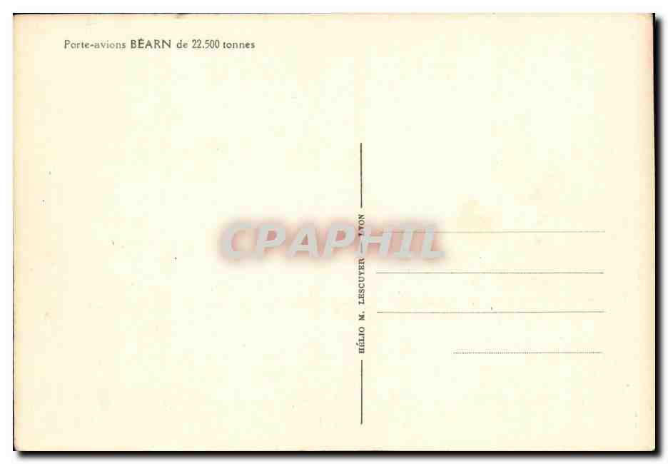 CPA Bateau Guerre Bearn Porte Avions  — Verso