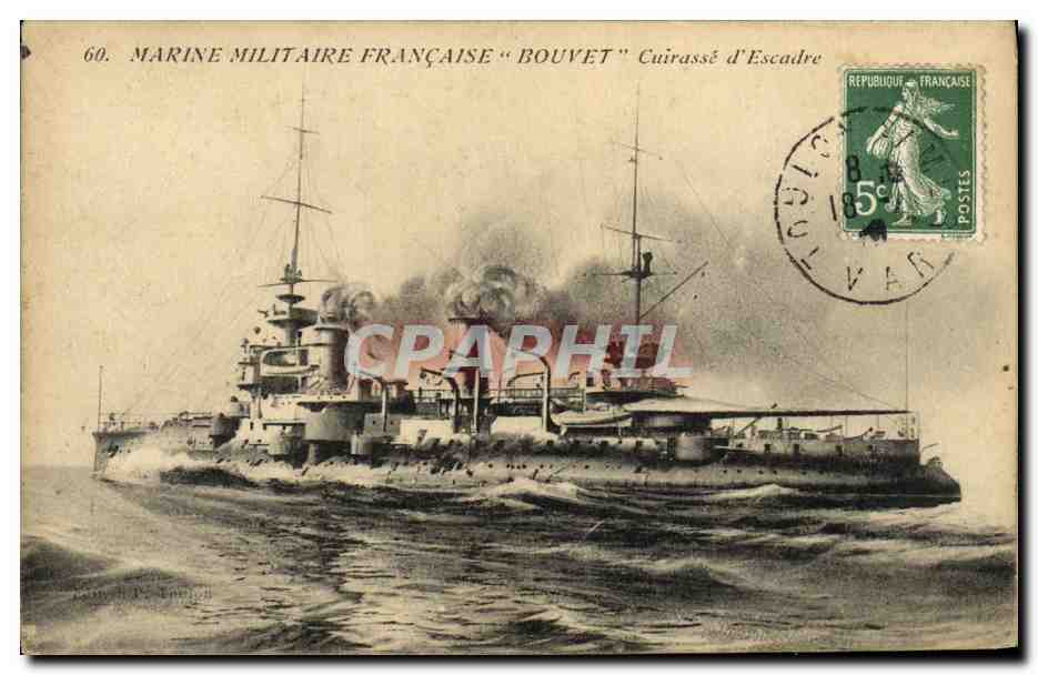 CPA Bateau Guerre Marine Militaire Francaise Bouvet Cuirasse d Escadre