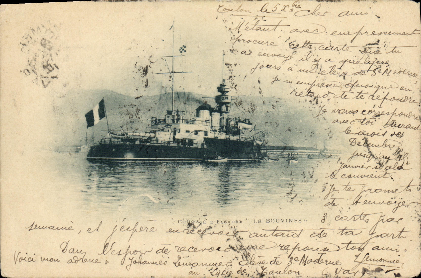 Cuirassé d'escadre 'Le Bouvines' — Port de Boulon-sur-Mer — Éditeur non identifié