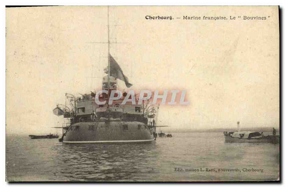 CPA Bateau Guerre Cherbourg Marine francaise Le Bouvines 