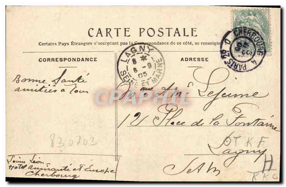 CPA Bateau Guerre Cherbourg Marine francaise Le Bouvines  — Verso
