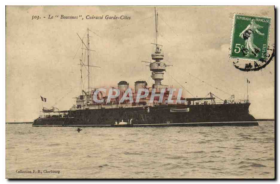 CPA Bateau Guerre Le Bouvines Cuirasse Garde Cotes