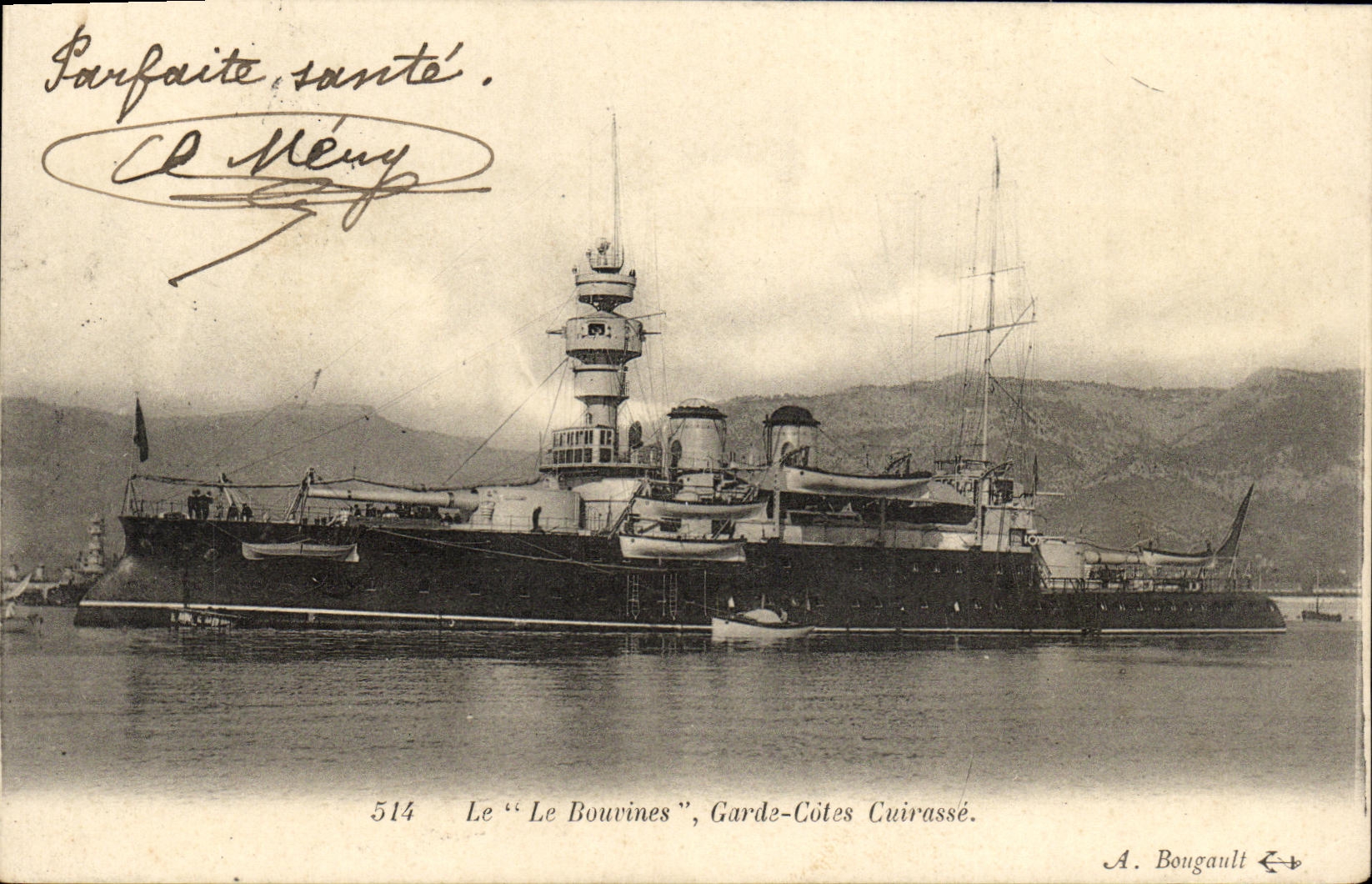 CPA Bateau Guerre Le Le Bouvines Garde Cotes Cuirasse