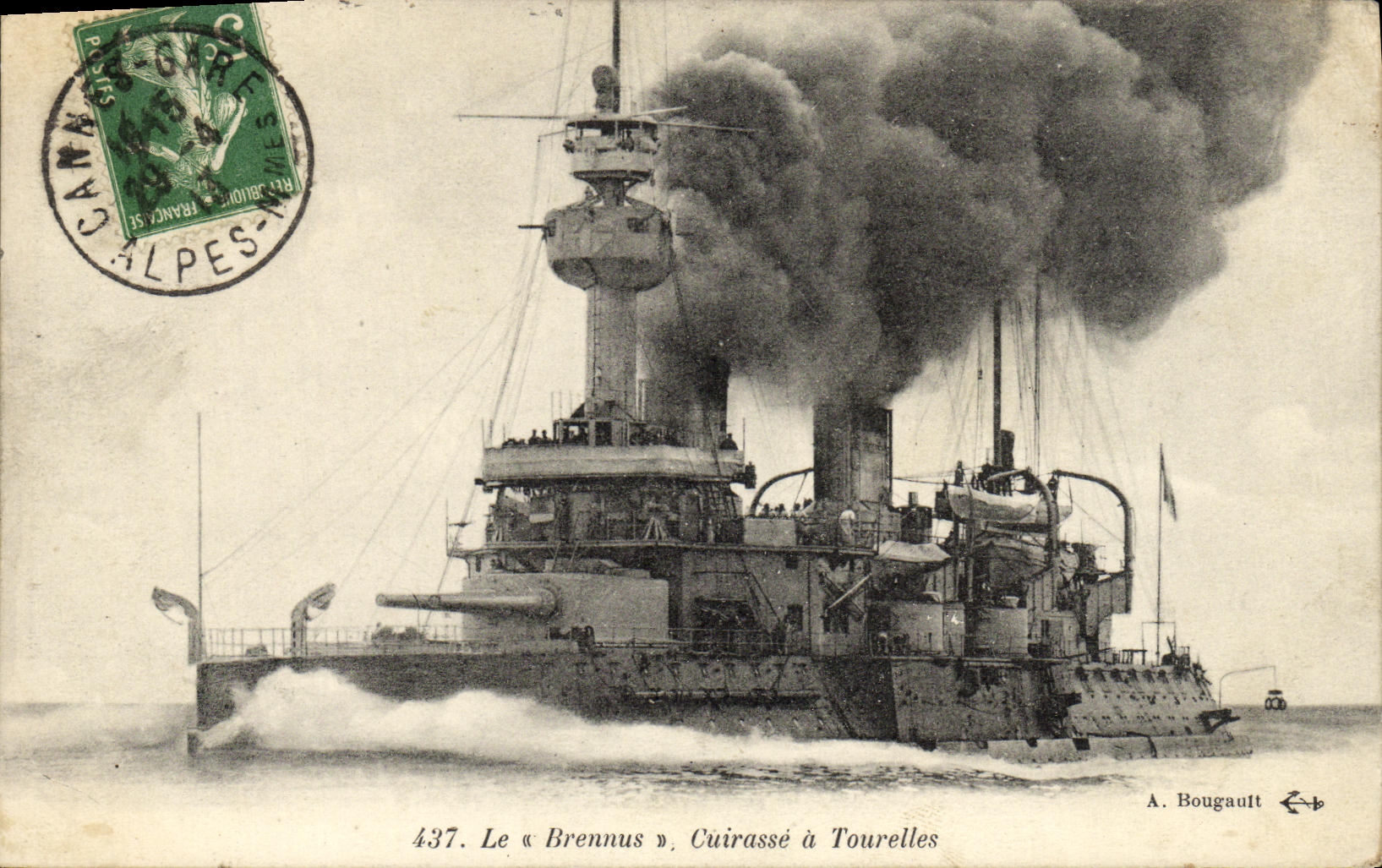 CPA Bateau Guerre Le Brennus Cuirasse a Tourelles