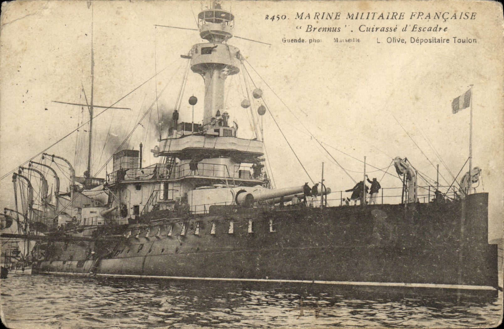 CPA Bateau Guerre Marine Militaire Francaise Brennus Cuirasse d Escadre