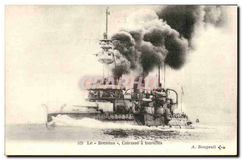 CPA Bateau Guerre Le Brennus Cuirasse a tourelles