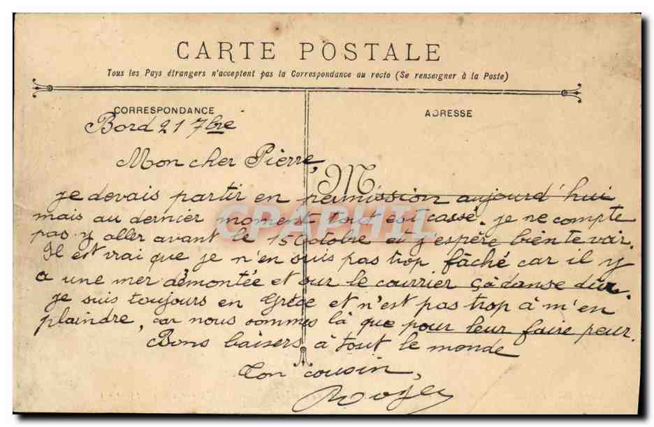 CPA Bateau Guerre Bretagne Cuirasse d Escadre pendant ses tirs de combat — Verso