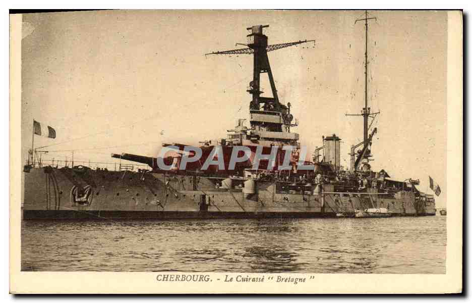 CPA Bateau Guerre Cherbourg Le Cuirasse Bretagne