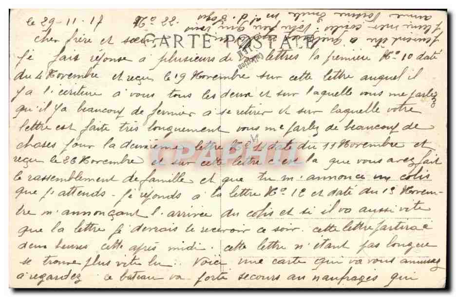 CPA Bateau Guerre Guerre Navale Le Bruix Cuirasse francais se portant au secour des naufrages Pres des Dardanelles — Verso