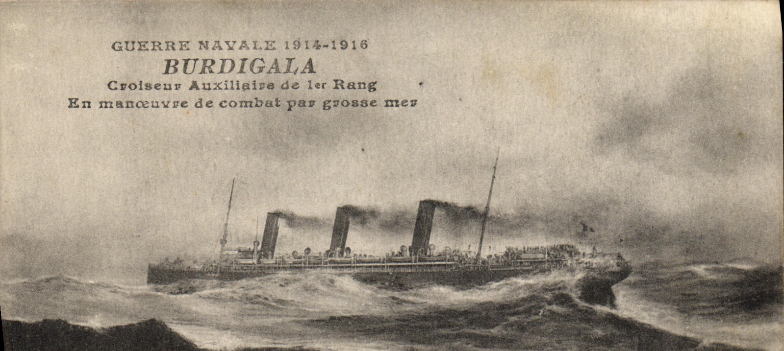 CPA Bateau Guerre Guerre Navale Burdigala Croiseur auxiliaire de 1er rang 