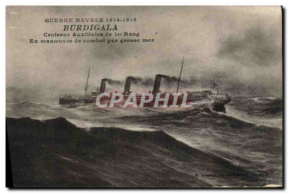 Croiseur auxiliaire Burdigala — Guerre Navale 1914-1916 — H. Grimaud, Paris