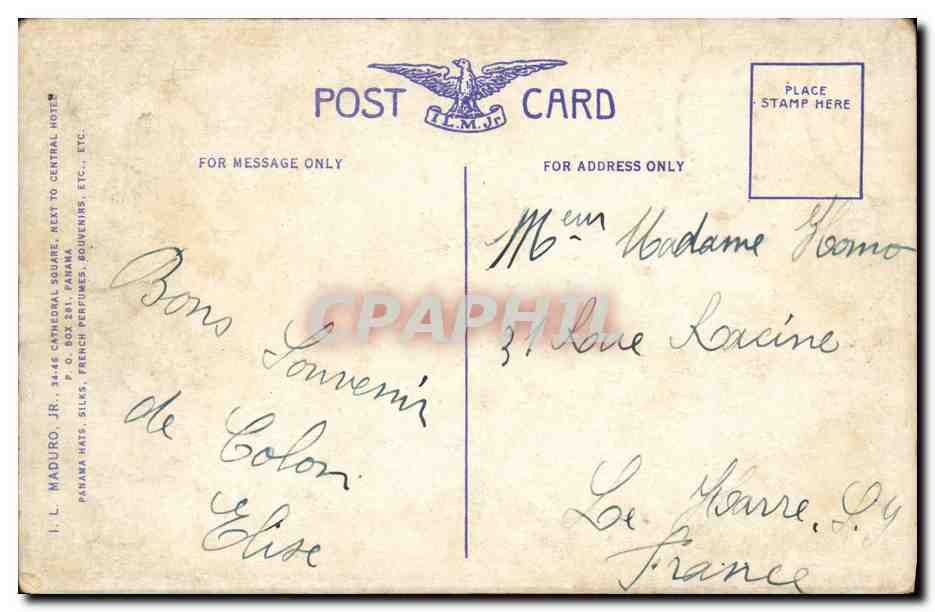 CPA Bateau Guerre U S S California Ton Battleship Passing Gaillard Panama Canal — Verso