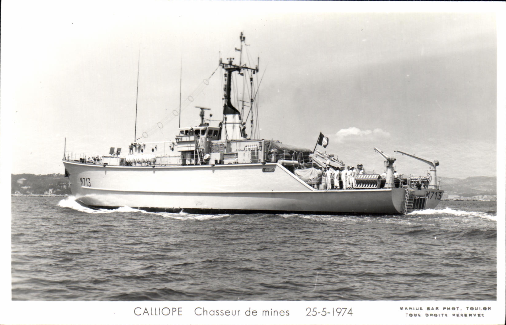 CPM Bateau Guerre Calliope Chasseur de mines 1974