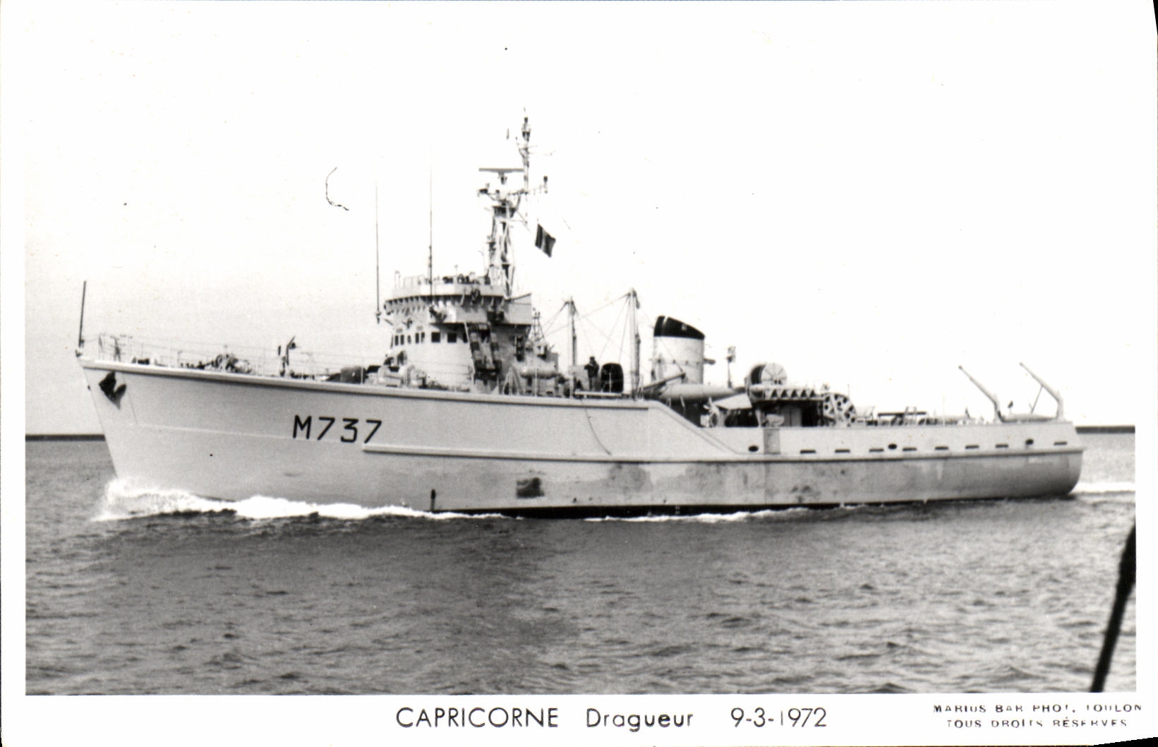 CPM Bateau Guerre Capricorne Dragueur 1972