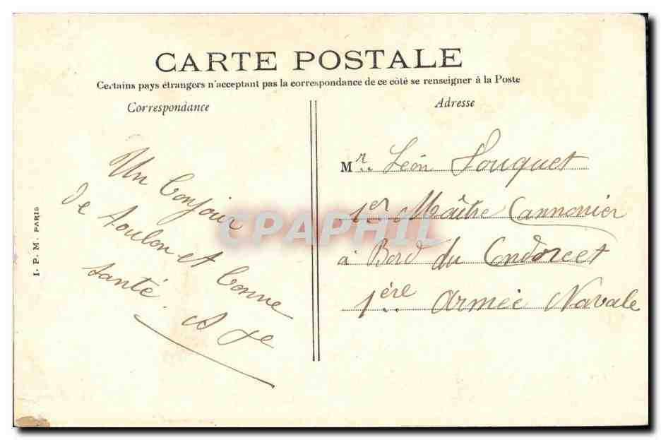 CPA Bateau Guerre Marine Le Carnot Cuirasse d Escadre — Verso