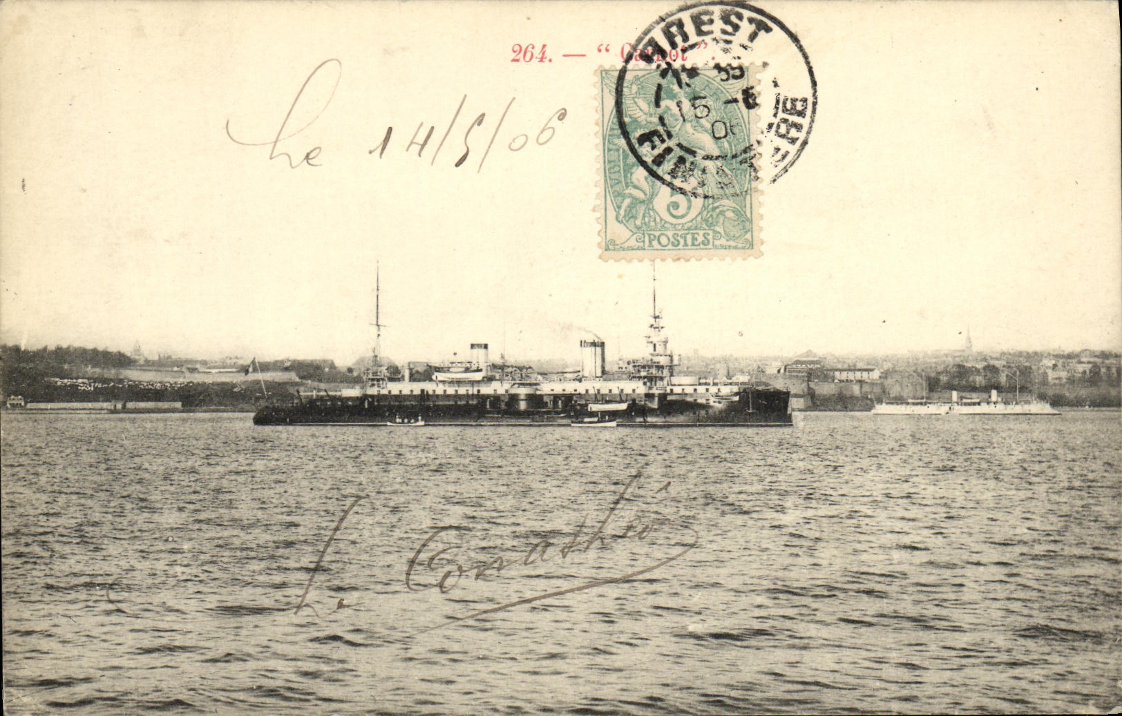 Bateau militaire à Toulon — 264. — "Octobre" — Éditeur non visible