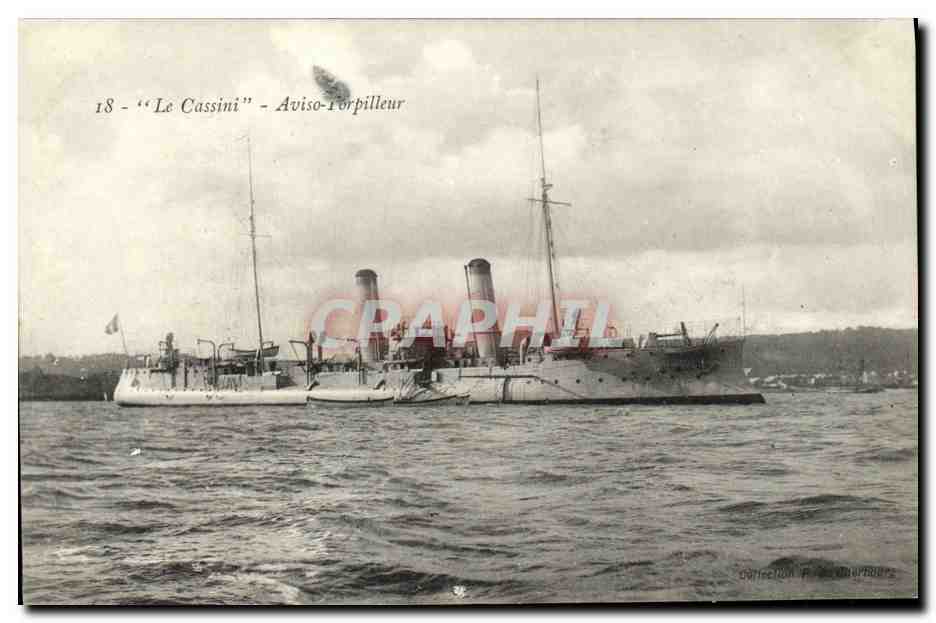 CPA Bateau Guerre Le Cassini Aviso Torpilleur