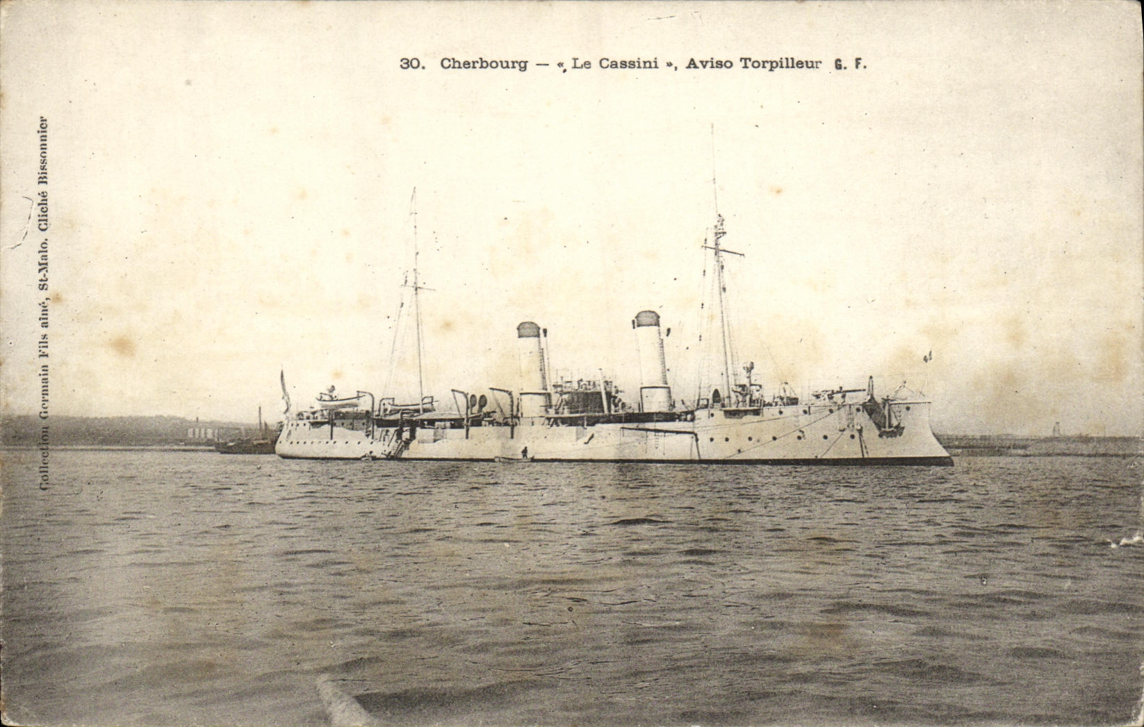 CPA Bateau Guerre Cherbourg Le Cassini Aviso Torpilleur