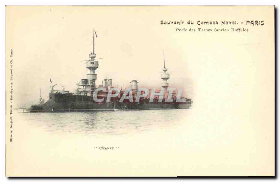 CPA Bateau Guerre Chanzy Souvenir du combat naval Paris