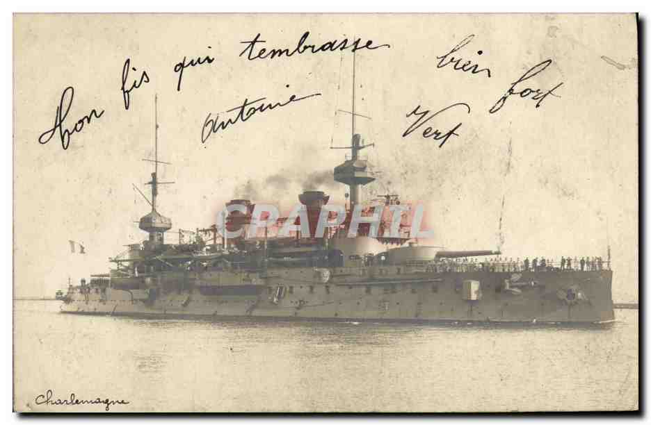 Le cuirassé Charlemagne — photo de bateau militaire — Photo Laurenti, Bizerte