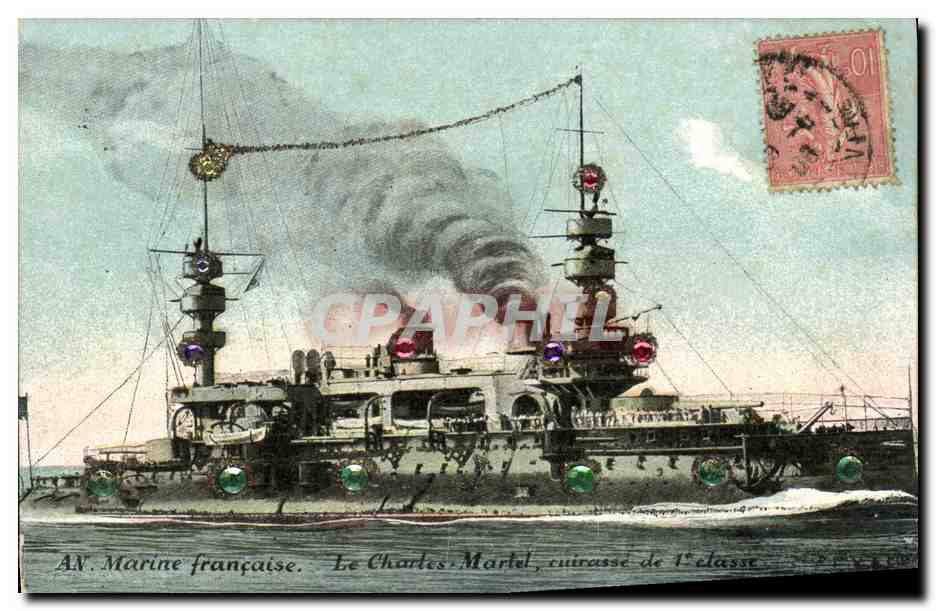 Le Charles-Martel, cuirassé de 1ère classe — Marine française — éditeur L.V. & Cie