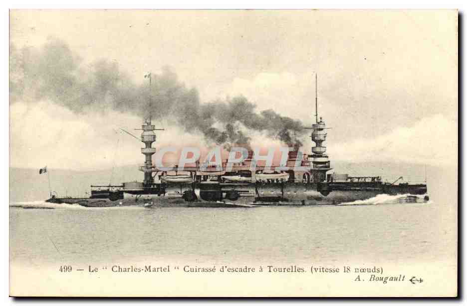 CPA Bateau Guerre Le Chartes Martel Cuirasse d Escadre a Tourelles