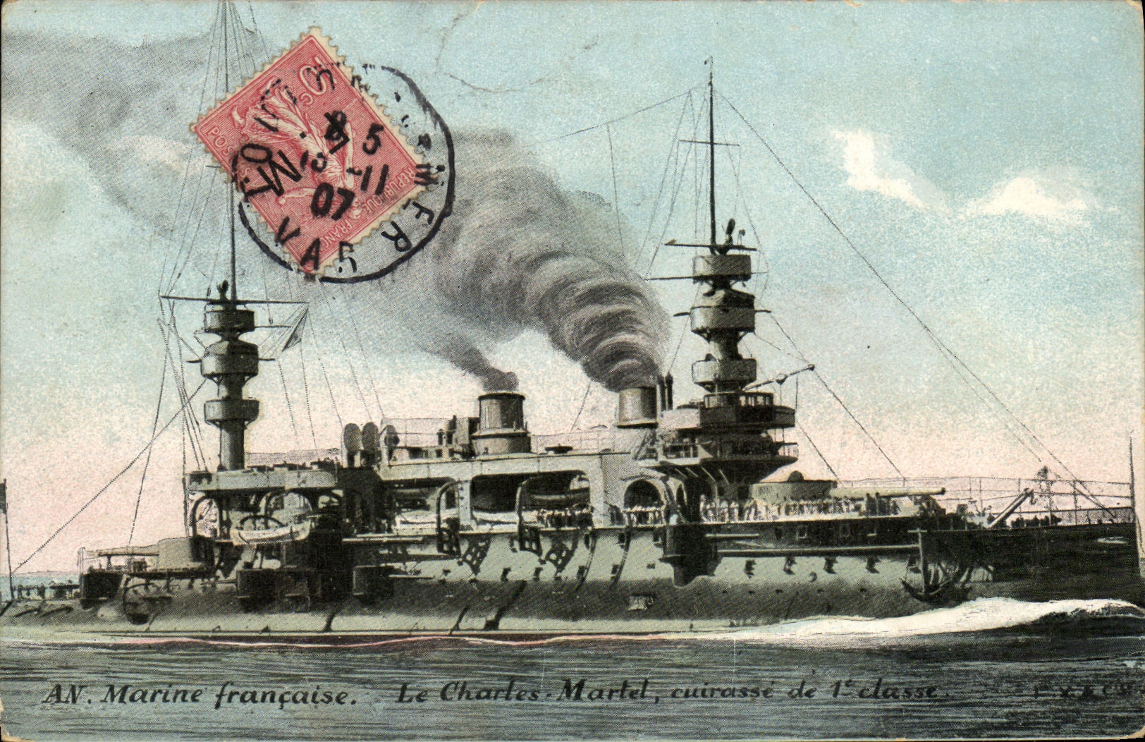 CPA Bateau Guerre Marine Francaise Le Chartes Martel Cuirasse de 1ere Classe