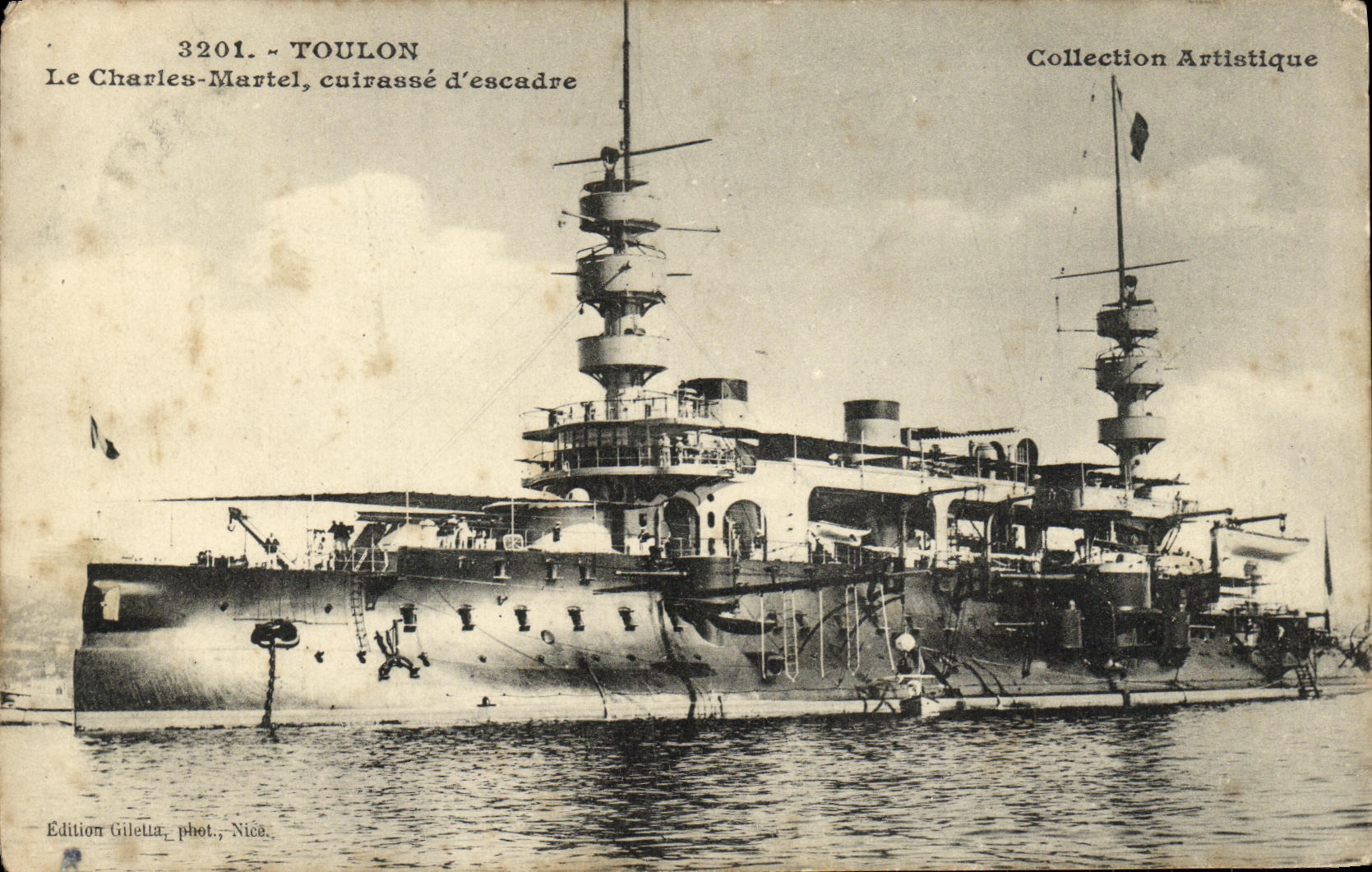 CPA Bateau Guerre Toulon Le Charles Martel Cuirasse d Escadre
