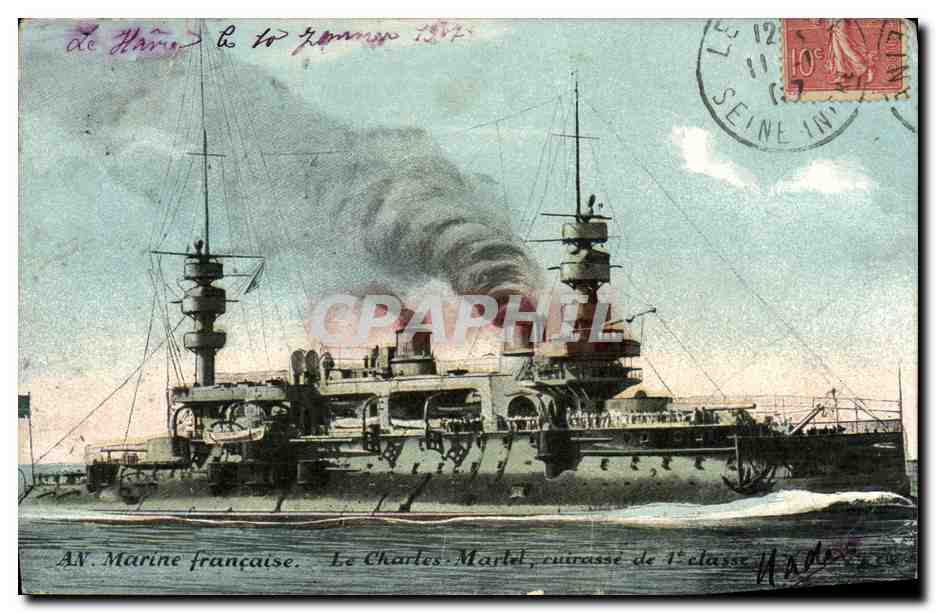 CPA Bateau Guerre Cherbourg Cuirasse Charles Martel Cuirasse de 1ere classe