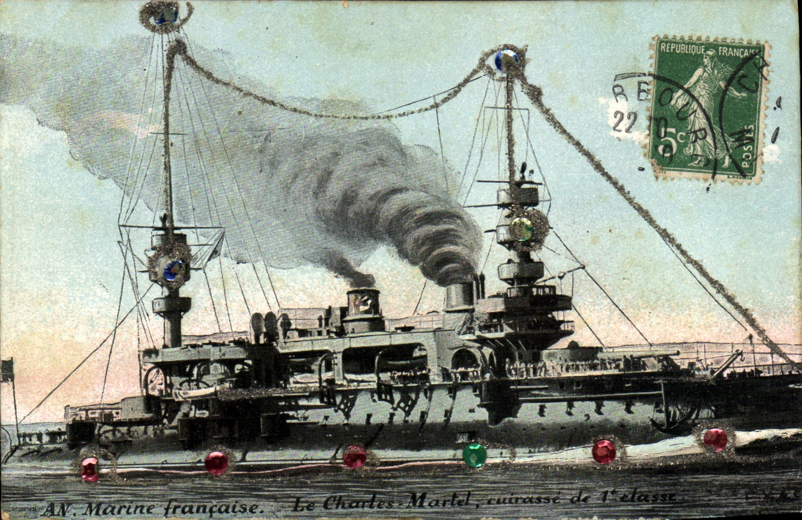 CPA Bateau Guerre Marine Francaise Le Chartes Martel Cuirasse de 1ere classe