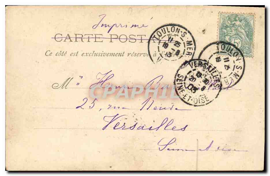 Le Torpilleur Chevalier — Marine militaire française — Marius BAR, Phot., Toulon, n°110 — Verso