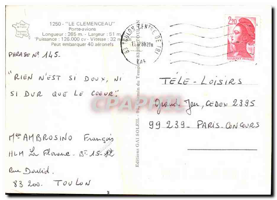 Porte-avions "Le Clemenceau" — Toulon — Éditions GAI SOLEIL — Reverso